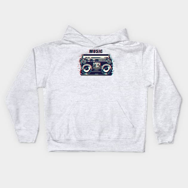 Music Tape Recorder Kids Hoodie by Seopdesigns